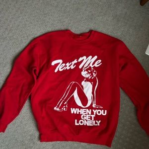 LONELY GHOST - text me lonely. No tag but size medium. Red and white